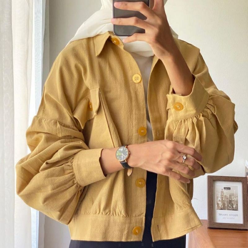 Jaket Busan/ jaket linen/jaket wanita kekinian