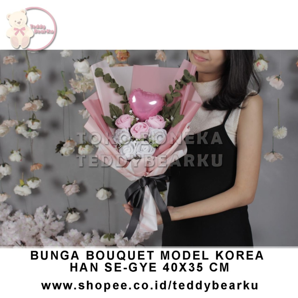 TERLARIS! BOUQUET BUKET BUNGA LOVE MODEL KOREA HAN SE-GYE KADO VALENTINE / ULTAH / WISUDA / PACAR