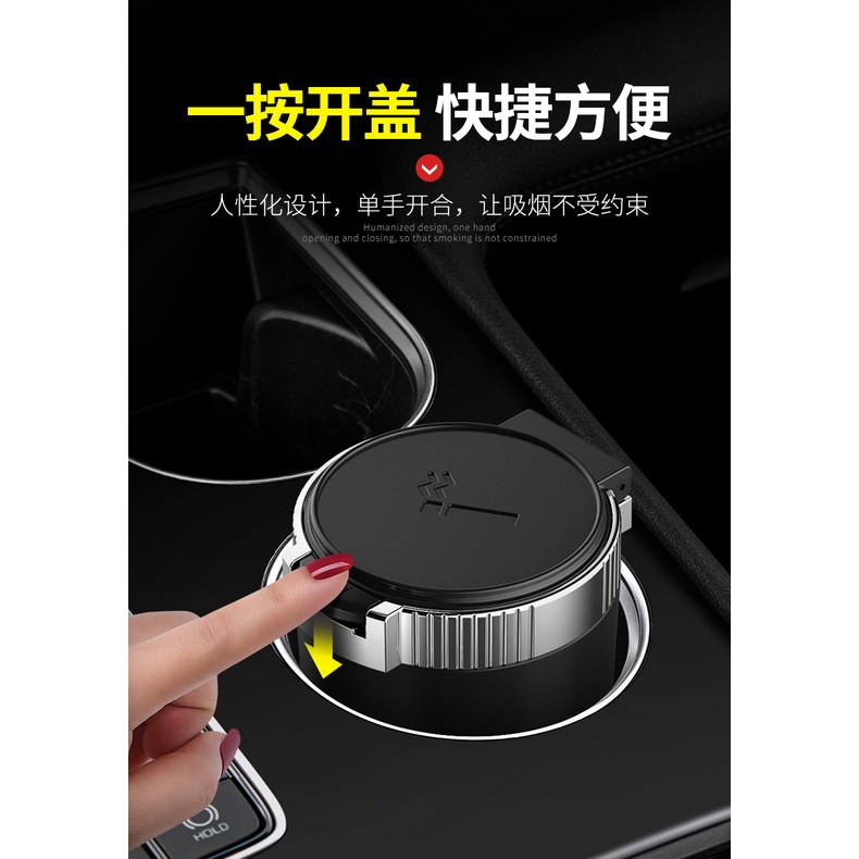 Asbak Mobil lampu LED Stainless Steel Aksesoris Mobil Ashtray with Cover Creative Personality