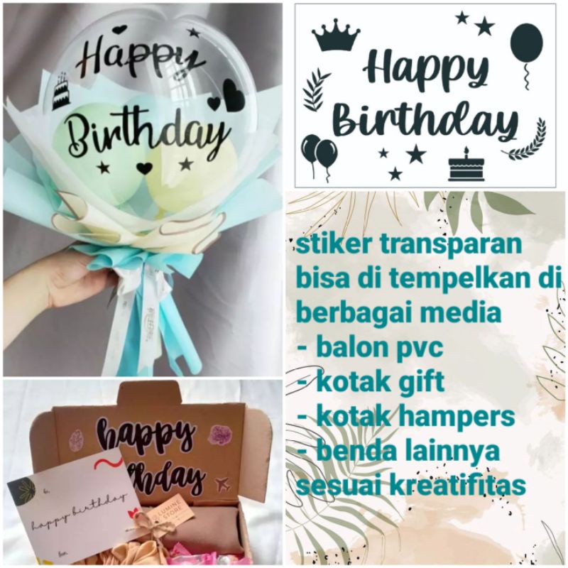 

stiker transparan bening balon pvc kotak hampers