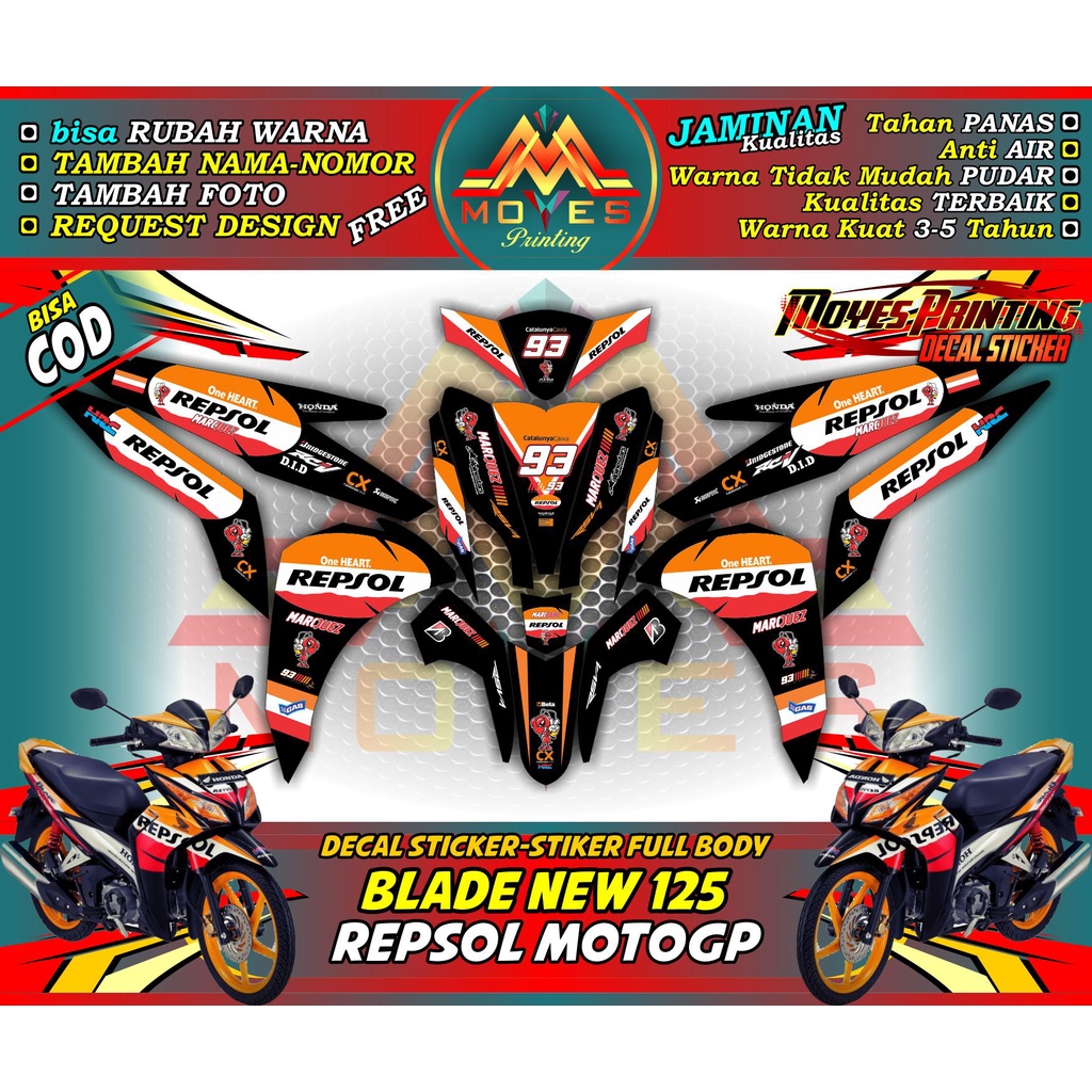 decal stiker blade new full body stiker - stiker full body sticker honda blade new 110 full body bla