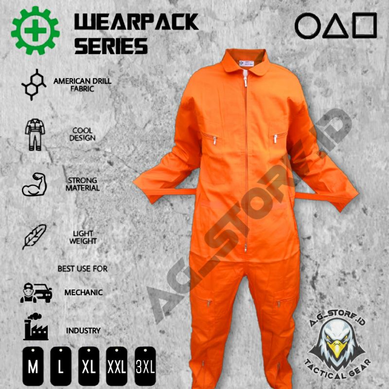 Wearpack Safety bahan American drill/Wearpack Langsungan/Baju bengkel