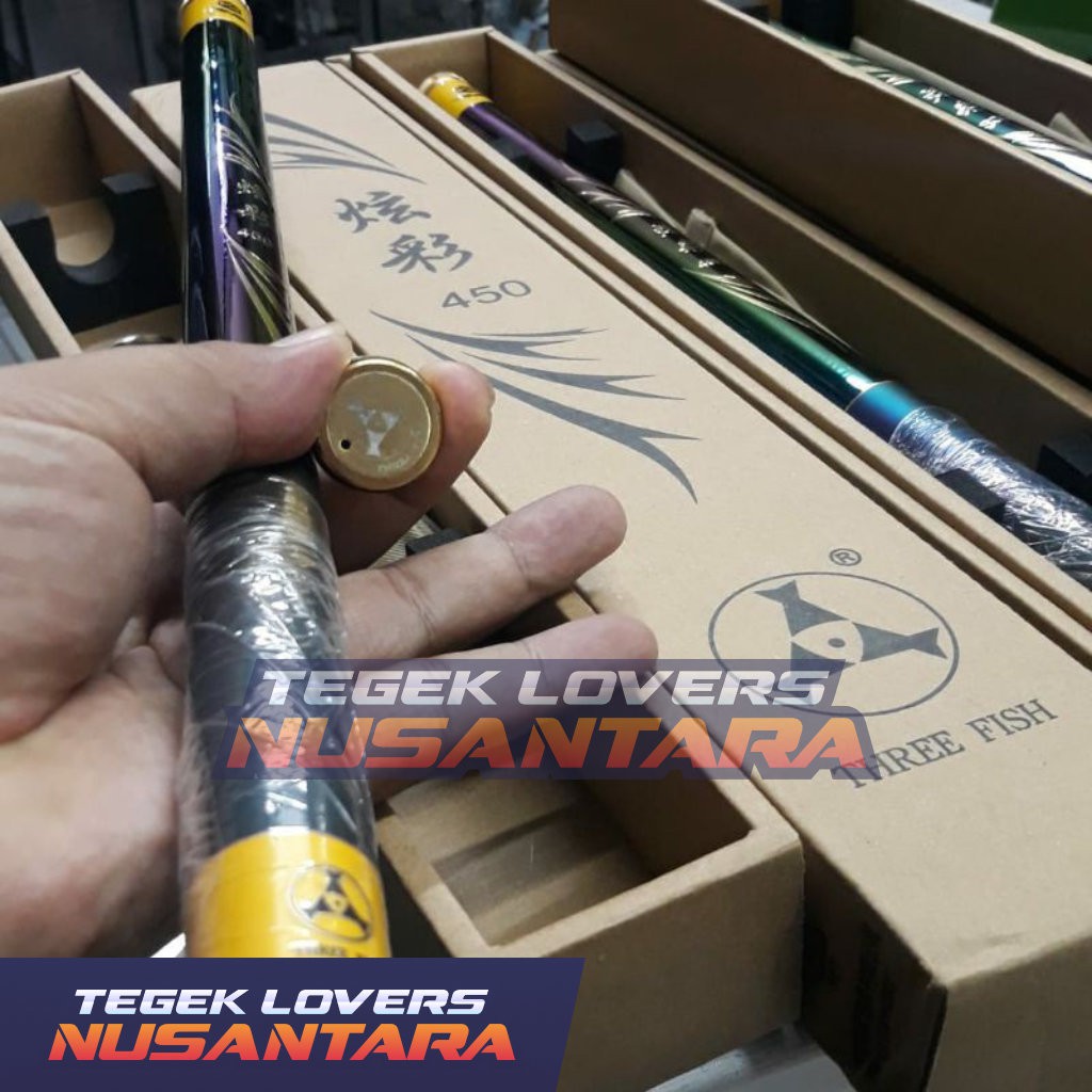 joran tegek xuancai 300 cm dan 360 cm threefish xuan cai tutup datar ada lambang 3 ikan