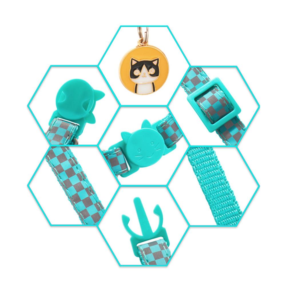 Timekey Kalung Leher Anjingkucing Peliharaan Bahan Nilon Adjustable Motif Kotakkotak R3V1