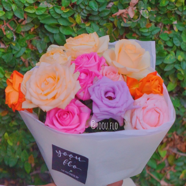 Buket Bunga Rose Warna Warni Mawar Warna Warni Asli Shopee Indonesia