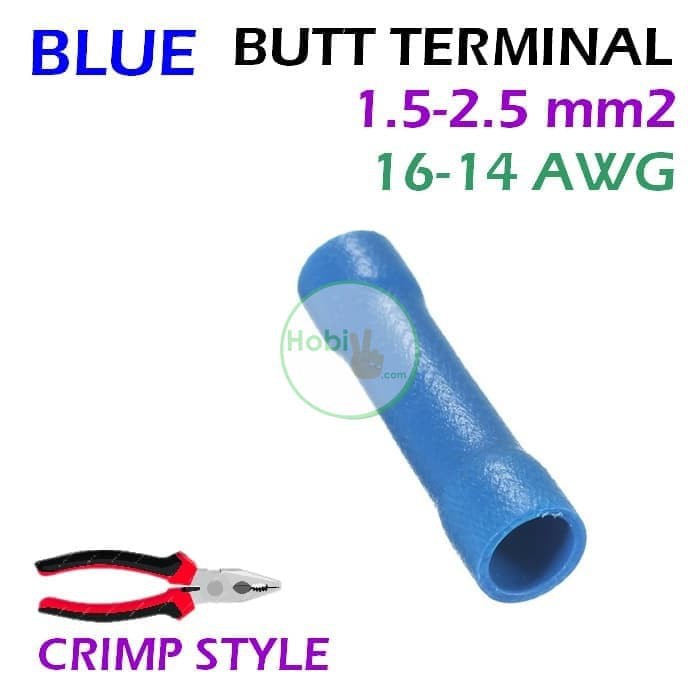 BLUE Butt Terminal Insulated Cable Konektor Sambungan Kabel Tang Press
