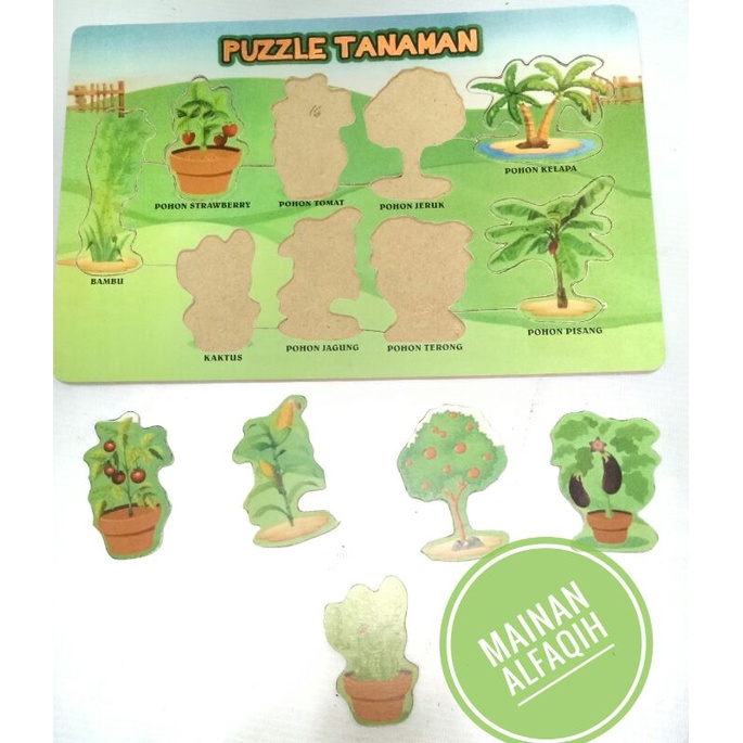 Mainan Edukasi Dari Kayu Puzzle Tanaman