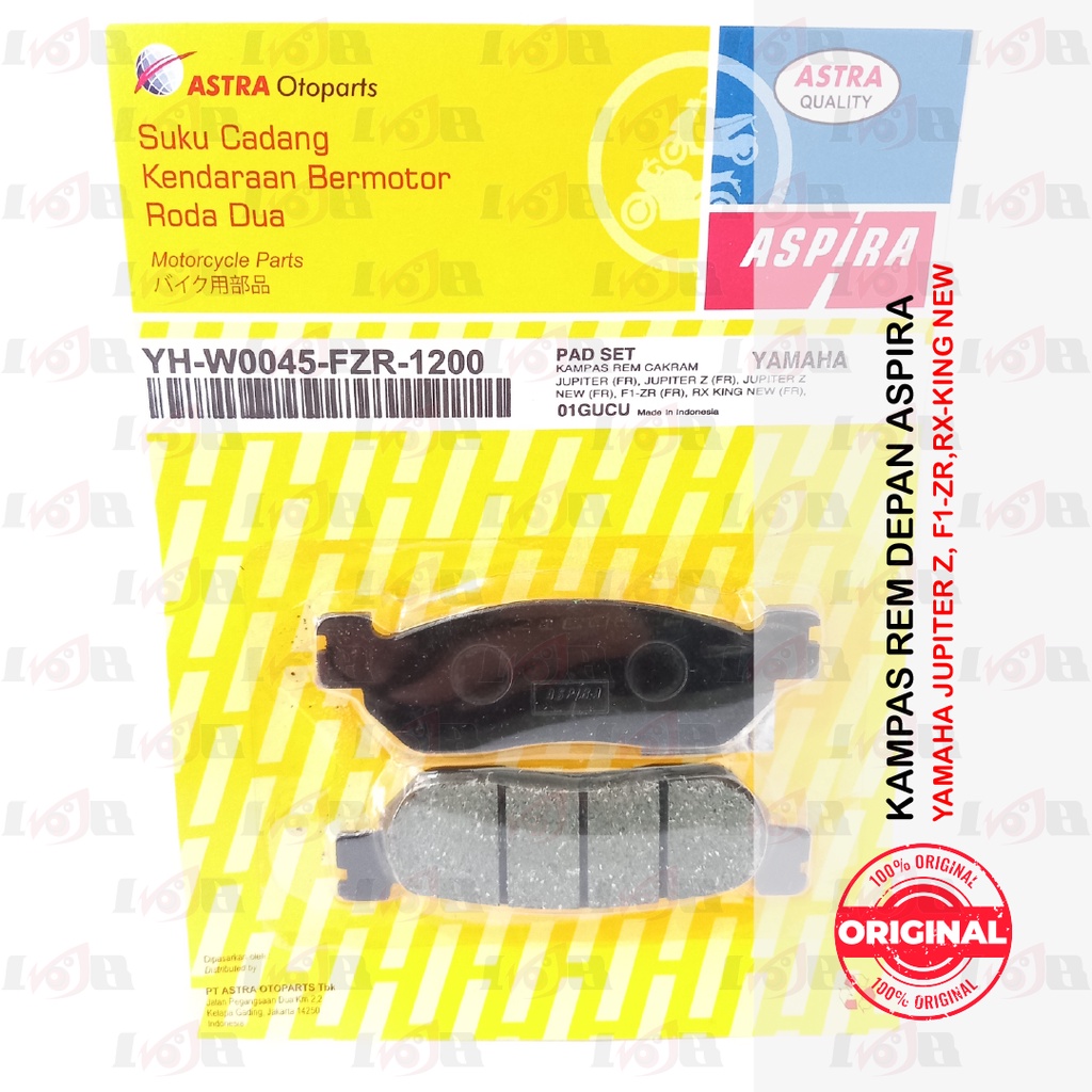 Aspira Disc Pad Yamaha Jupiter Z F1ZR Nouvo Scorpio Z Kampas Rem Depan Cakram Brake Pad