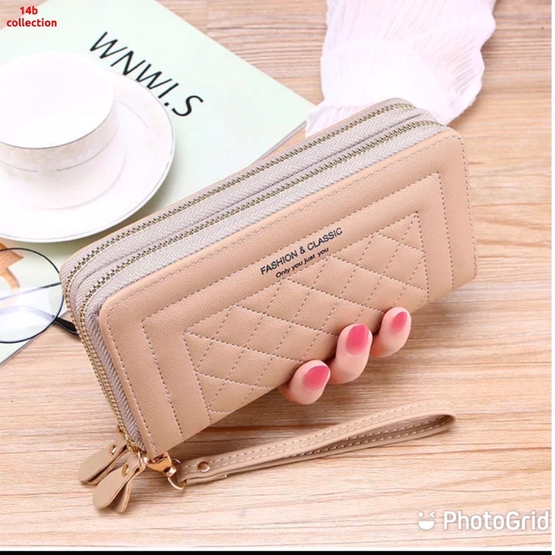 Dompet Panjang wanita double zipper dompet besar dompet HP pouch hp besar Dompet Large Forever Young Fashion and classic