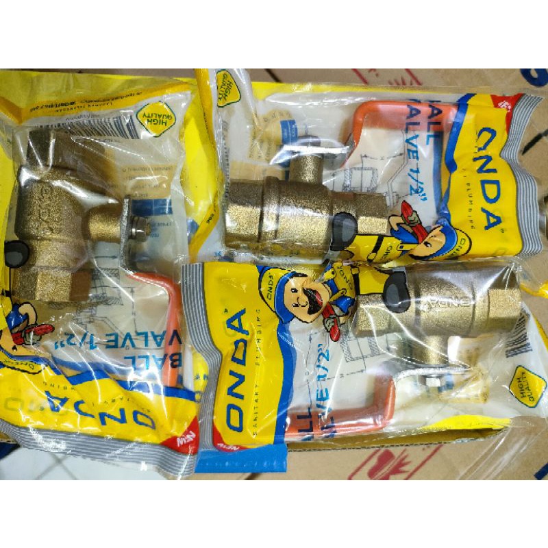 BALL VALVE BESI KUNINGAN ONDA 1/2&quot;/ STOP KERAN / STOP KRAN AIR