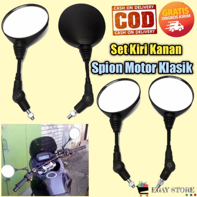 Kaca Spion Motor Bulat Klasik Clasic Spion Motor Beat Aksesoris Motor Sepion Motor Custom Set Murah