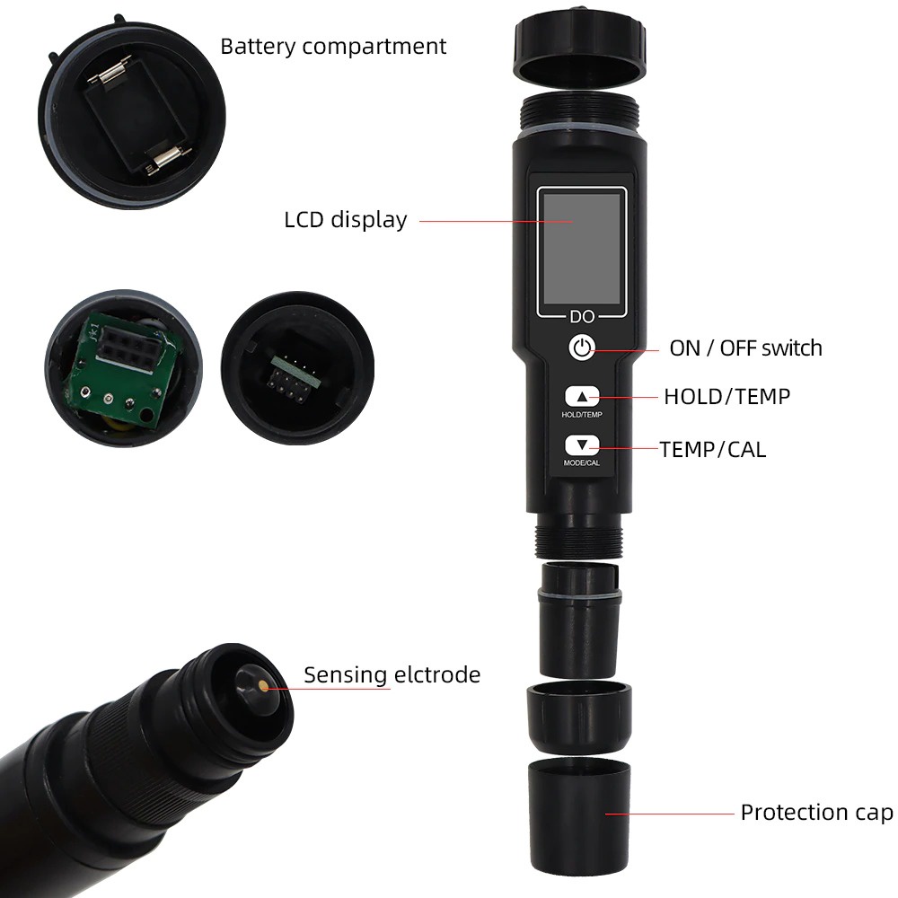 Alat Ukur Kadar Oksigen Air Dissolved Oxygen Analyzer DO Tester Oksigen Water Quality Meter DO9100