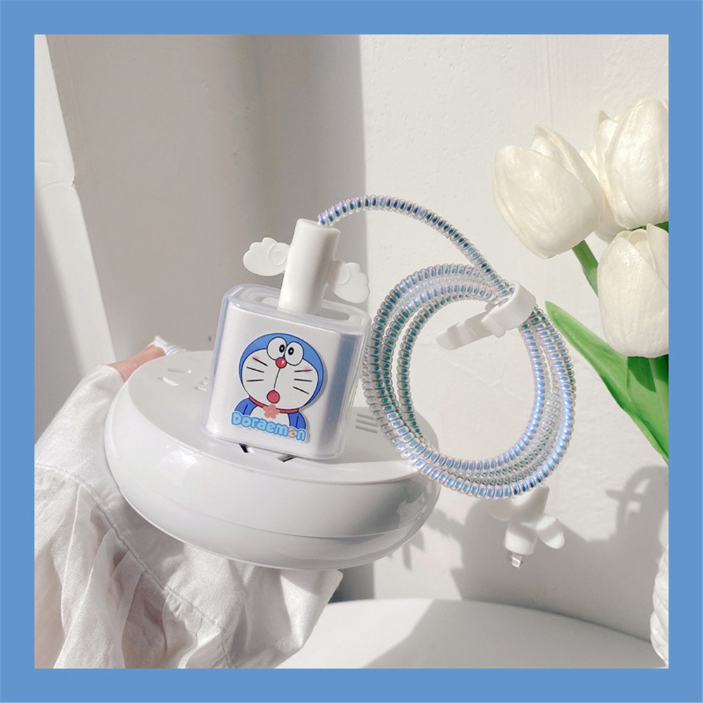 【COD Tangding】New Charger Cover Transparent Suitable for 18W Quick Charge 5W Protection Line Set Doraemon