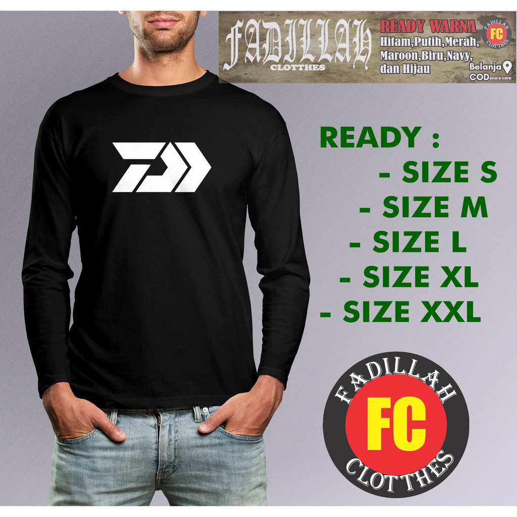 Kaos Mancing Daiwa Logo Lengan Panjang Simple Baju Distro