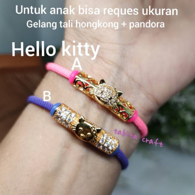 Gelang tali serut anak hello kitty lapis emas