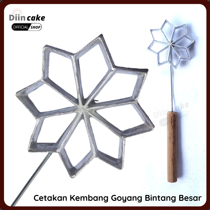 Cetakan Kue Kembang Goyang Bentuk Bintang Besar Diameter 10,5 cm Alumunium Anti Lengket