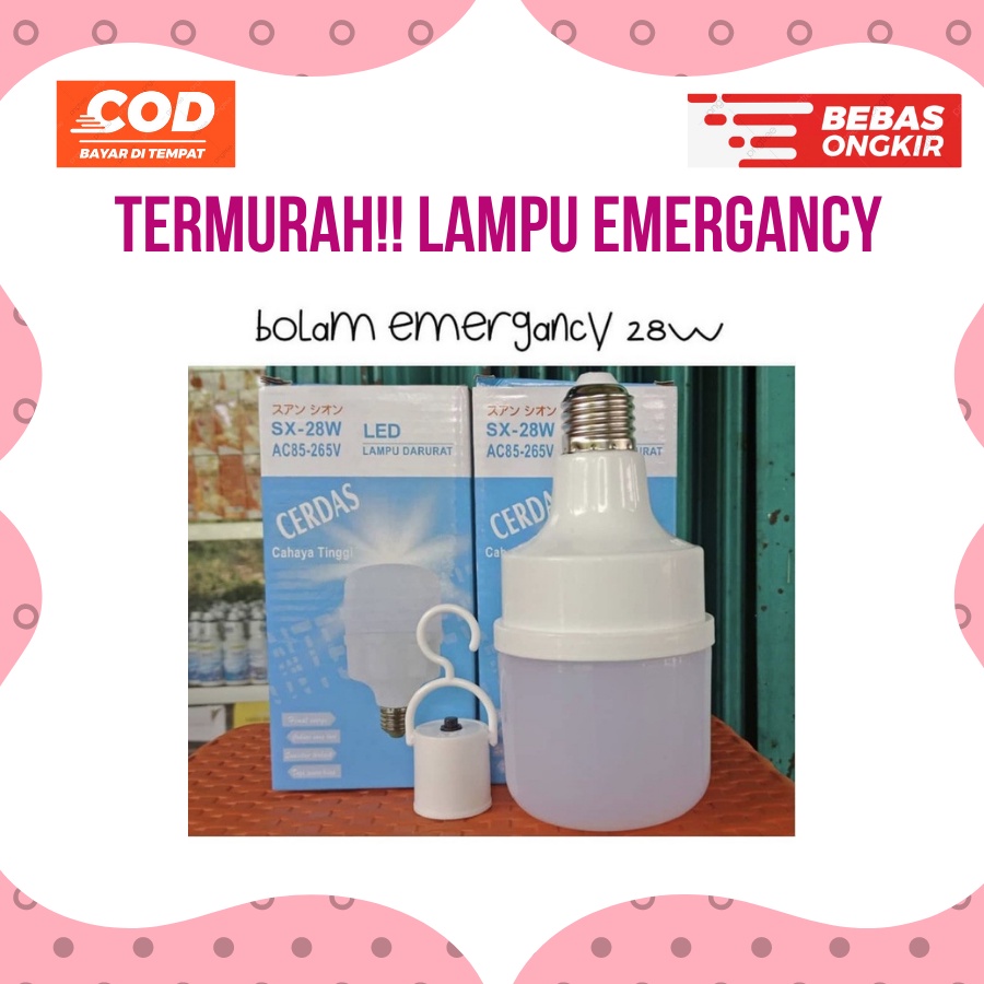 Lampu Bohlam LED Emergency Lampu Darurat SX - 28W Merk Cerdas Dus Biru 28 Watt Sentuh Dipegang Nyala