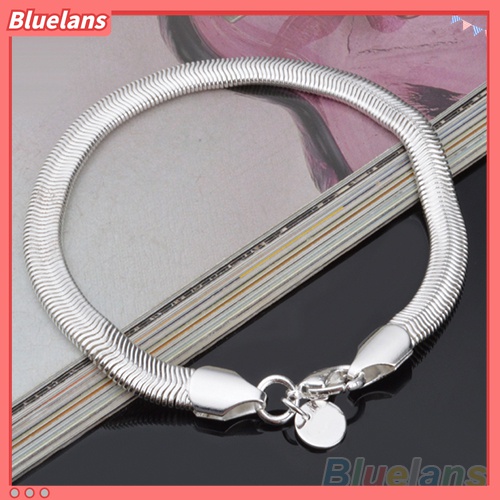 Gelang Rantai Ular Lapis Silver Ukuran 6mm Dengan Gesper Lobster Untuk Unisex