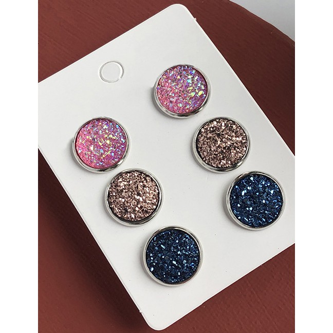 LRC Anting Tusuk Fashion Frosted Starry Sky Geometric Round K51367