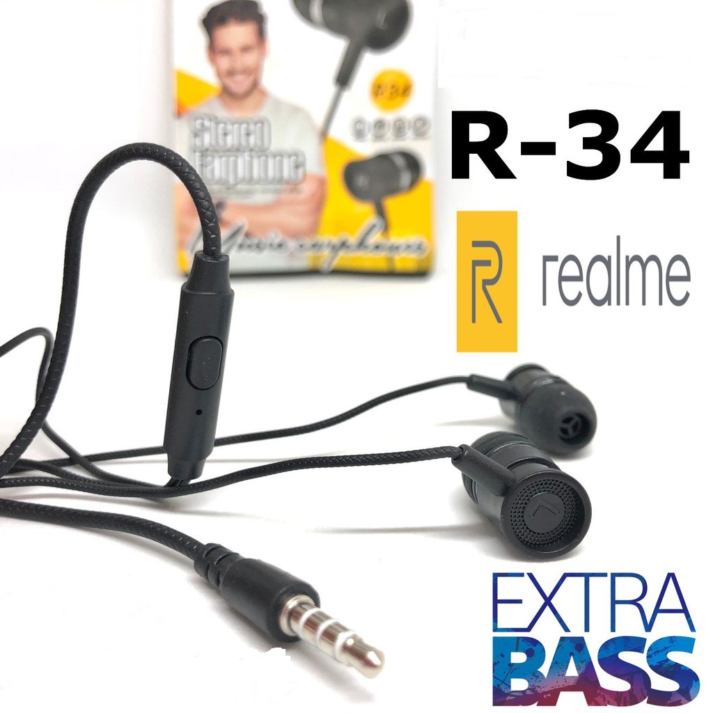 Headset  Realme SK-R34 Earphone Stereo SuperBass Grosir Murah