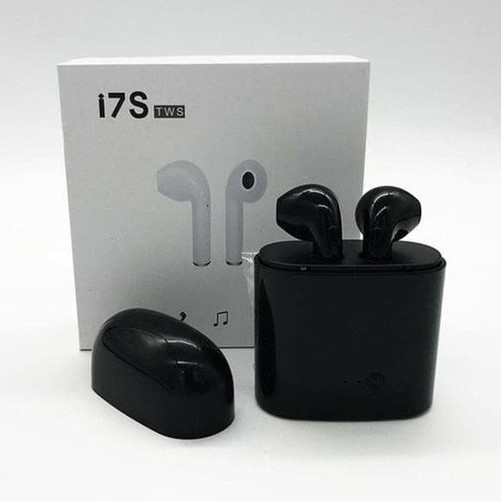 Mini Earphone Bluetooth 4.2 with Charging Case - i7S TWS - Black