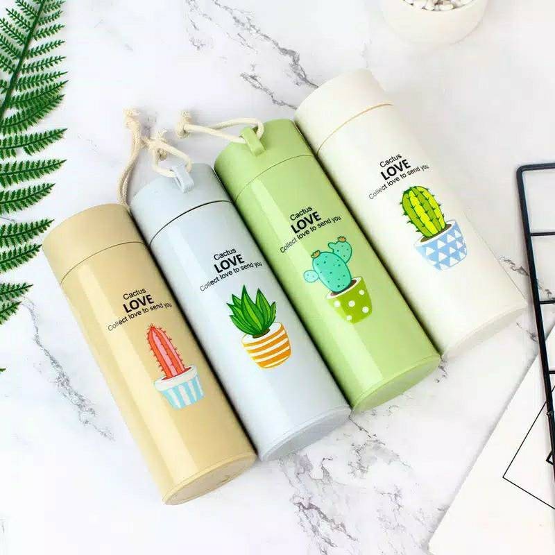 BELLA - BOTOL MINUM KACA MOTIF KAKTUS | ANIMAL 450 ML