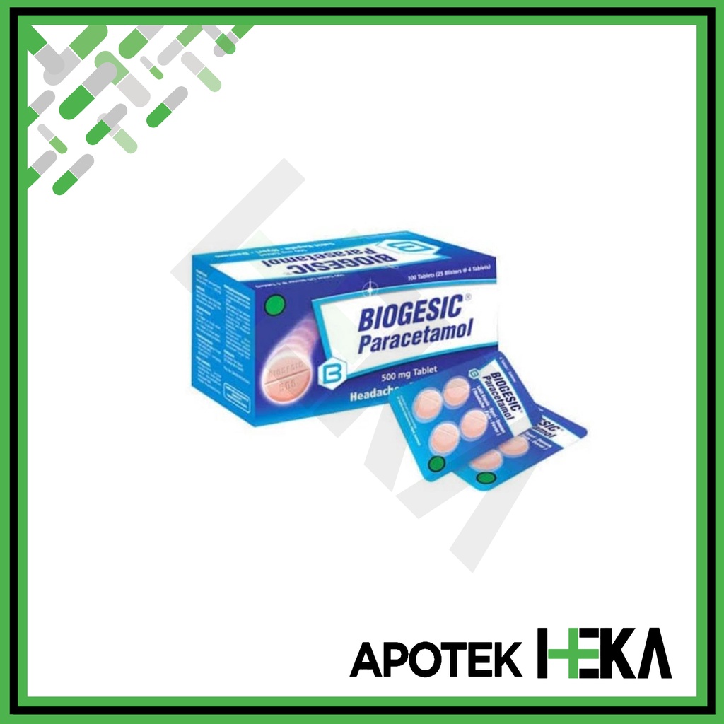 Biogesic Parasetamol Box isi 25x4 Tablet - Obat Sakit Kepala, Demam (SEMARANG)