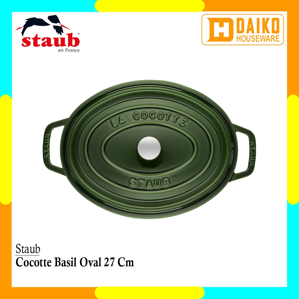 Panci Staub Cocotte Basil Oval 27Cm Cast Iron Cocok Untuk Semua Jenis Kompor Original Staub