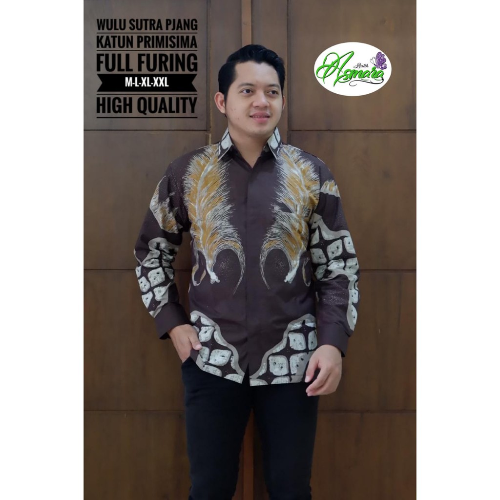 WULU SUTRA Kemeja Batik Pria Lengan Panjang Katun Halus FULL FURING Asmara