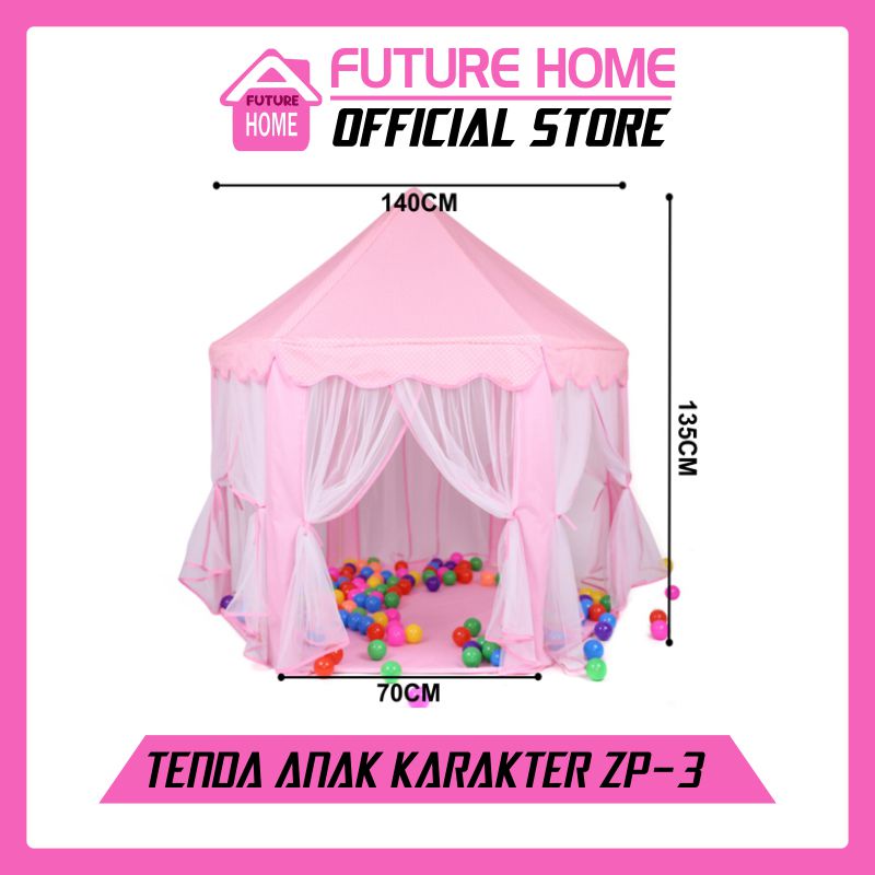 Tenda Princess Anak Tenda Outdoor Indoor Tenda Kerucut Kelambu Pink Biru tenda bermain anak