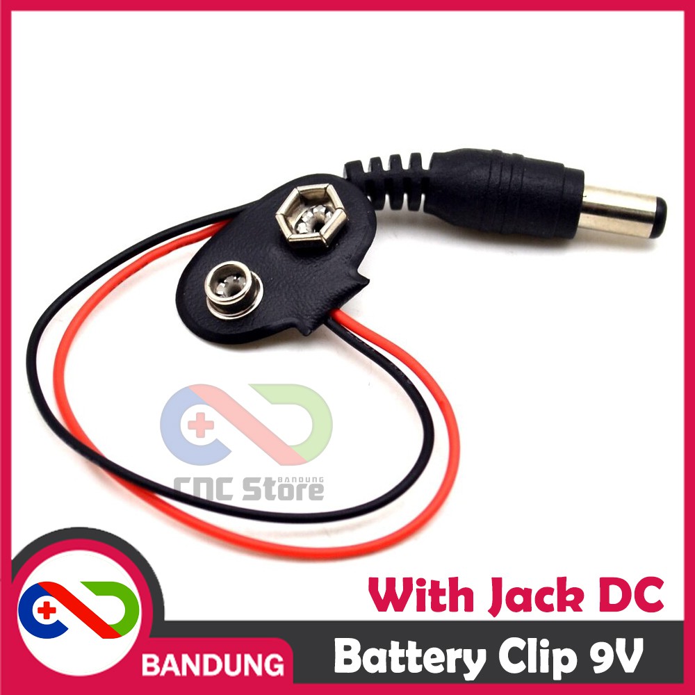 9V BATTERY BATERAI CLIP ADAPTER WITH DC JACK ARDUINO UNO MEGA