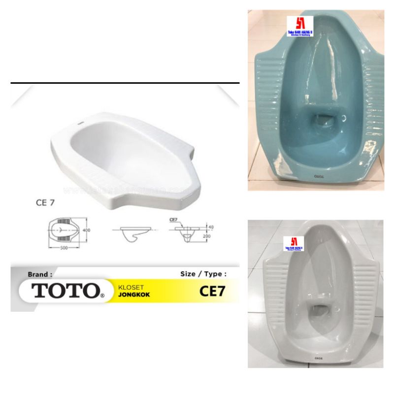 TOTO CE7/CLOSET JONGKOK MERK TOTO WARNA PUTIH DAN BIRU TIPE CE7