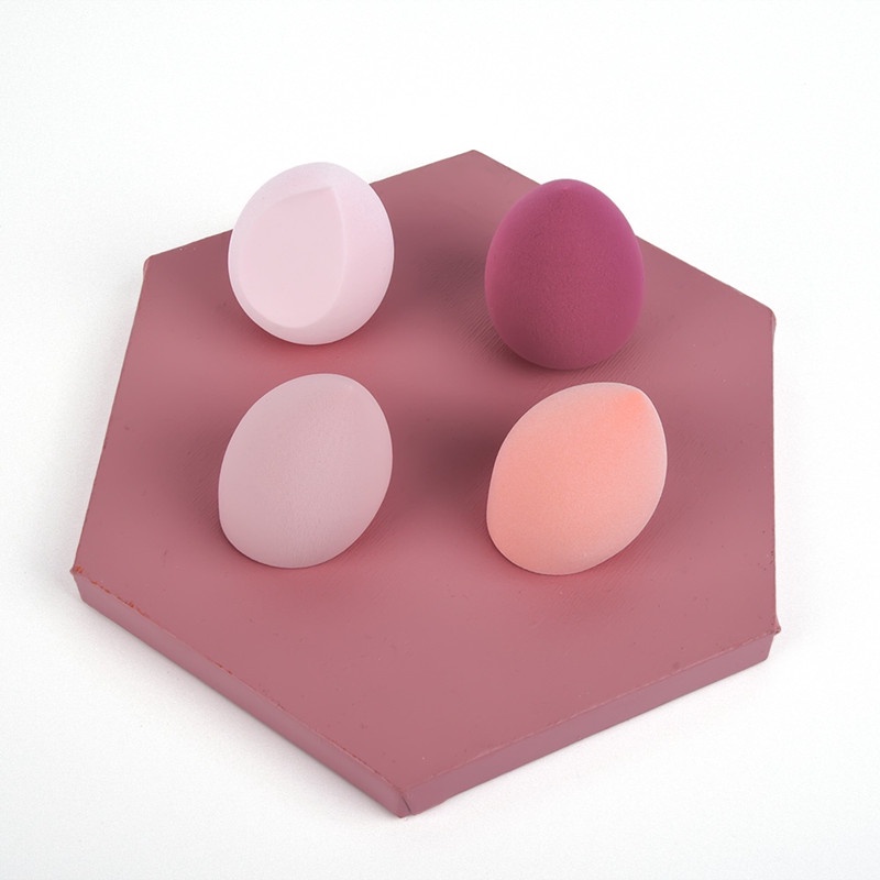 4Pcs Colorful Cosmestic Sponge Beauty Eggs W/ Water Drop Gourd Shape for Liquid Cream Powder