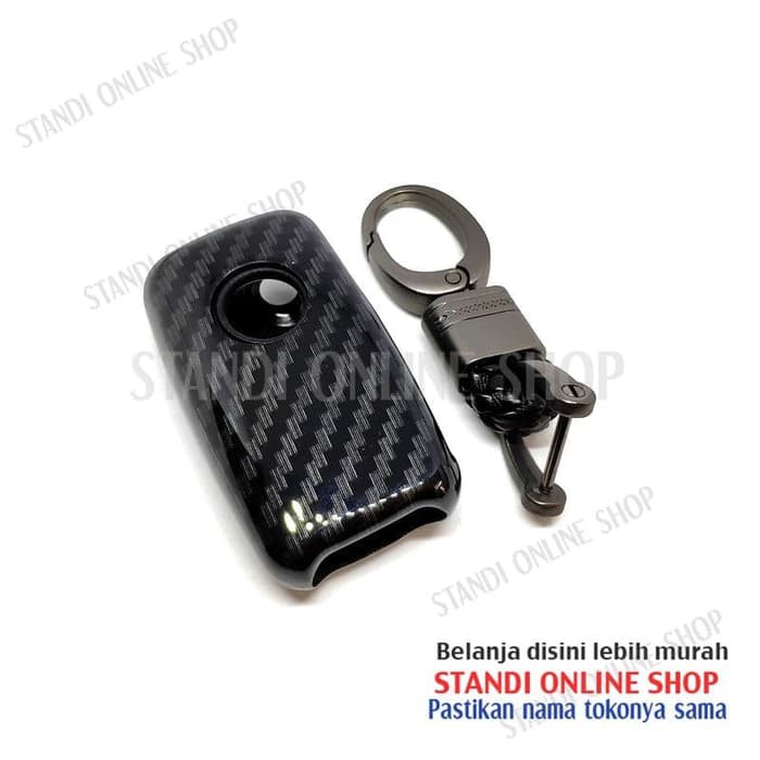 Cover Flip Key Sarung Kunci VW Polo Golf Tiguan Carbon Hitam