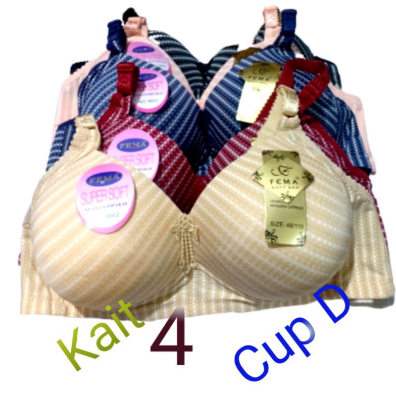 BRA JUMBO FEMA CACING FEMA KOTAK CUP D KAIT 4 PUSH UP FULL CAVARAGE MUTIF BARU