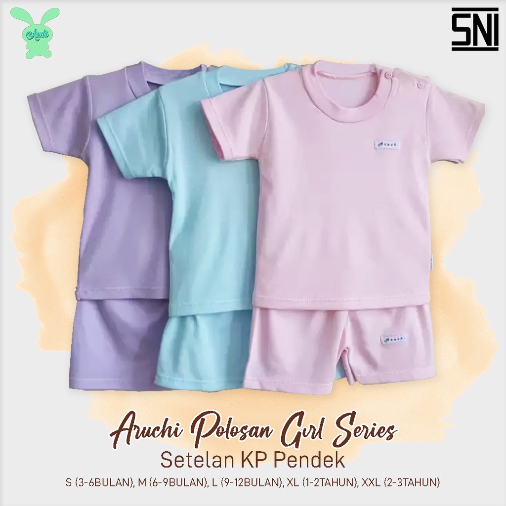 ARUCHI Baby Setelan Pendek Kancing Pundak isi 1pcs