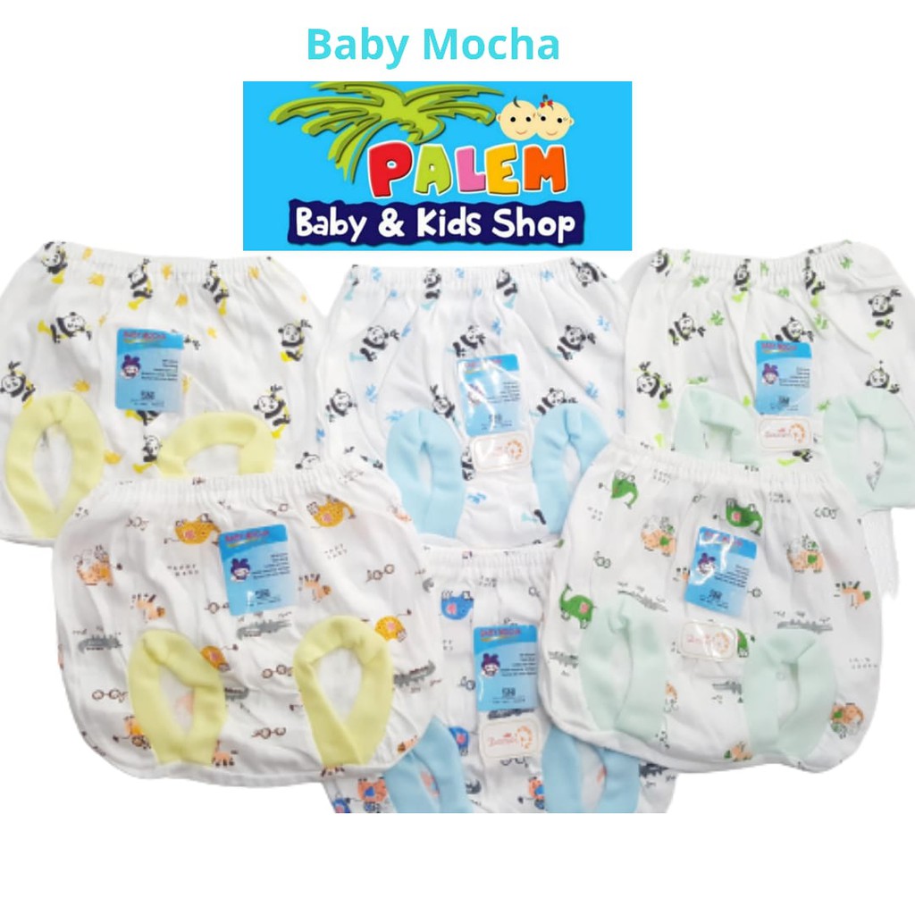 Baby mocha celana pop kecil putih motif isi 3 usia newborn