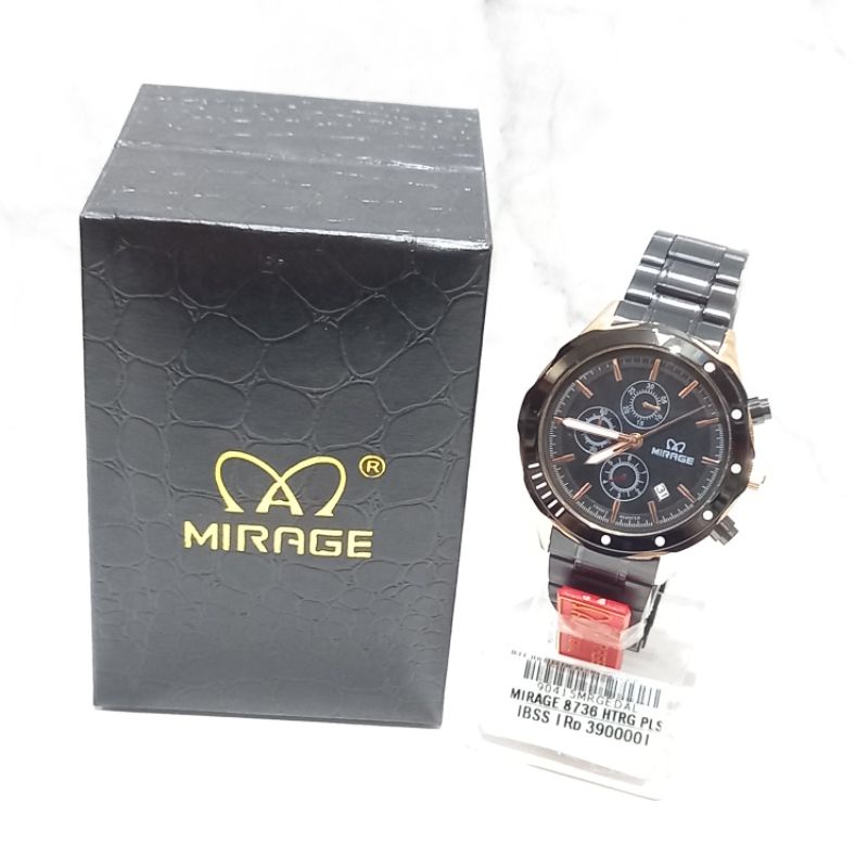 (Toko Ricoh) Jam Tangan Pria Mirage Original 8736 Free Box