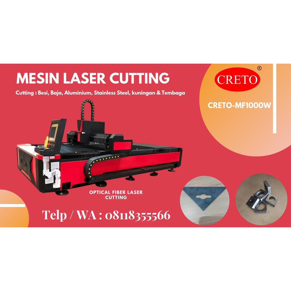 Bergaransi Mesin Laser Cutting Optical Fiber Laser CRETO MF1000W cutting Baja