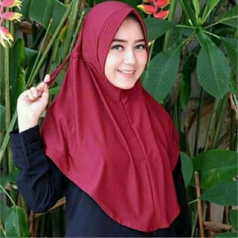 Hijab Bergo Serut Jokowi Jilbab  Instan Adiba Jersey sz M