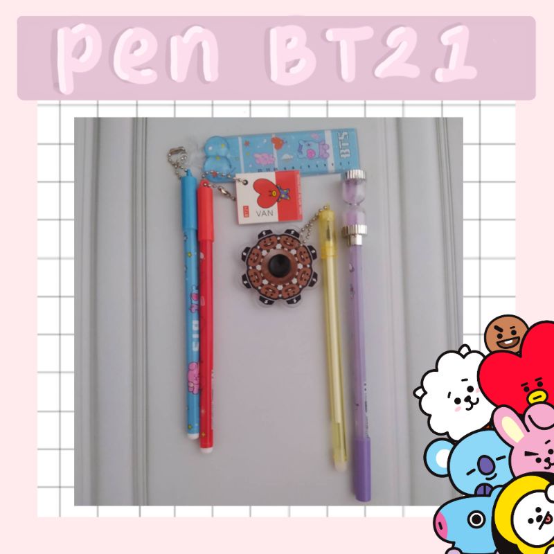 

Pulpen Anak Bergambar Dan Variasi Gantungan Karakter BT21 Fidget Spinner Jam Pasir Penggaris Mini Dan Buku Kecil Satuan