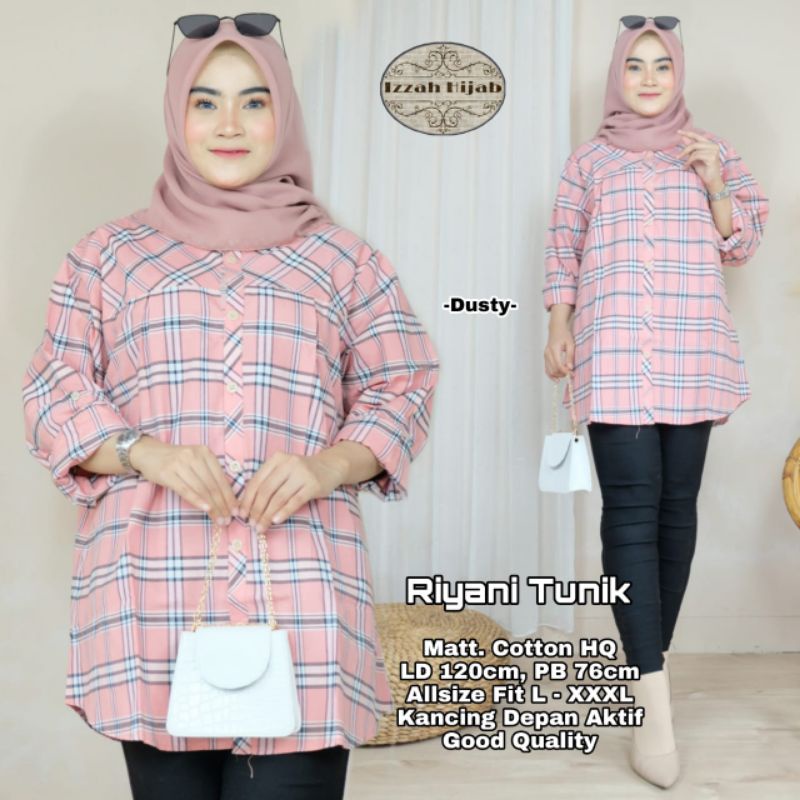 Riyani Tunik By IZZAH HIJAB • Atasan Blouse Kemeja Tunik Wanita Jumbo Muslim