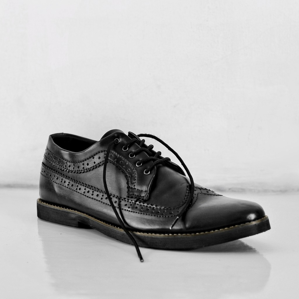 Longwing Black | Sepatu Pantofel Hitam Pria Kerja Formal Fantopel Pantopel Casual Ori | FORIND Giant