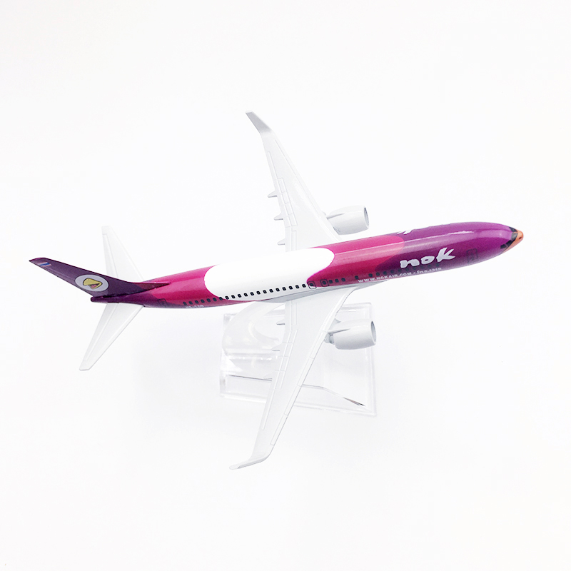 Model Pesawat Terbang Thailand Airways NOK Boeing 737 Bahan Alloy Warna Ungu Ukuran 16CM