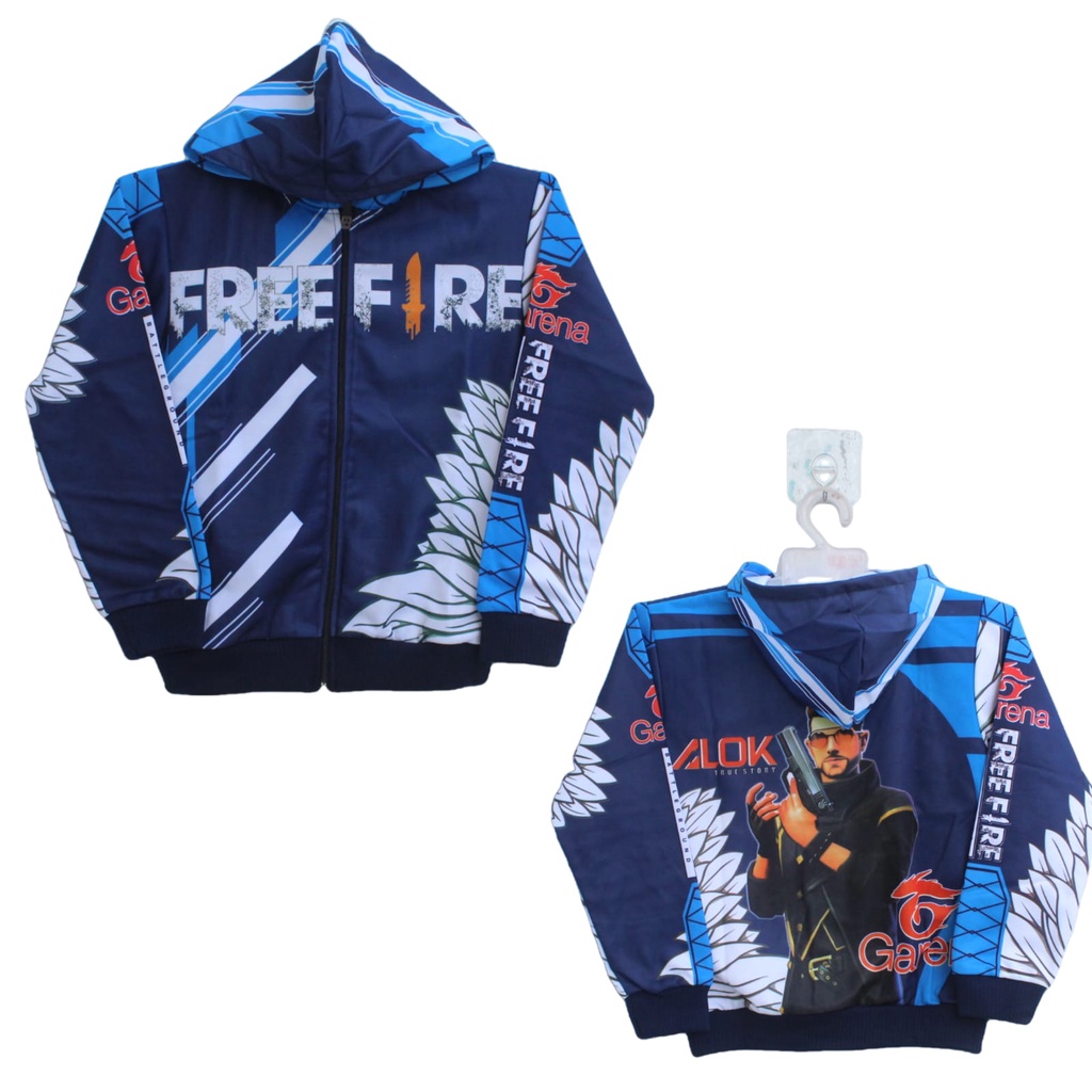 jaket hoodie mobile legenf full print depan belakang/jaket ff/jaket alok/jaket angel bnl printing