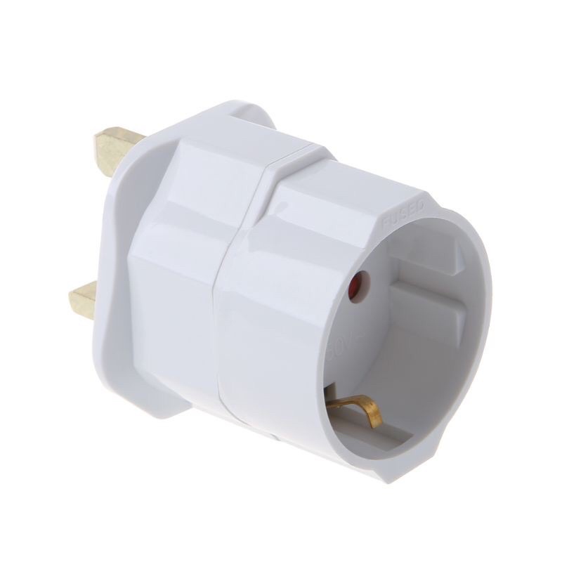 Adapter Converter Schuko EU 2 PIN TO UK 3 Plug Untuk Traveling