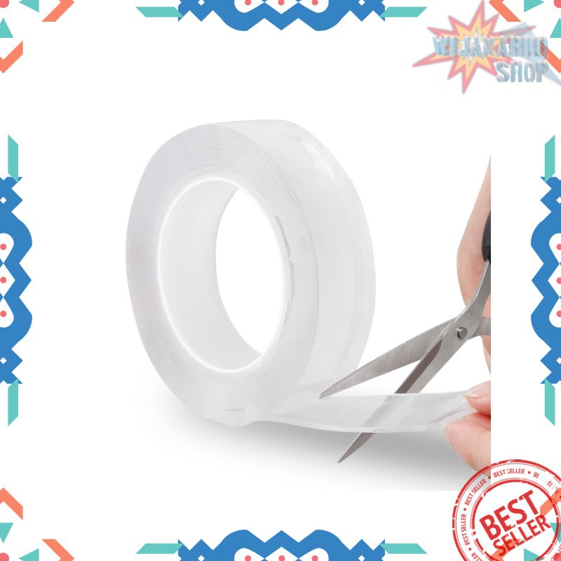 500 x 3 x 0.1 cm SzGlue Double Tape Perekat Transparent No Trace Washable Sticker J007 Grab Medan