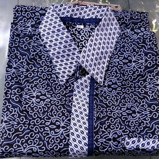 Kemeja Batik Pria/hem Batik Pria/baju Batik Modern Pria Ii Motif Mocca Biru Ii Pbi