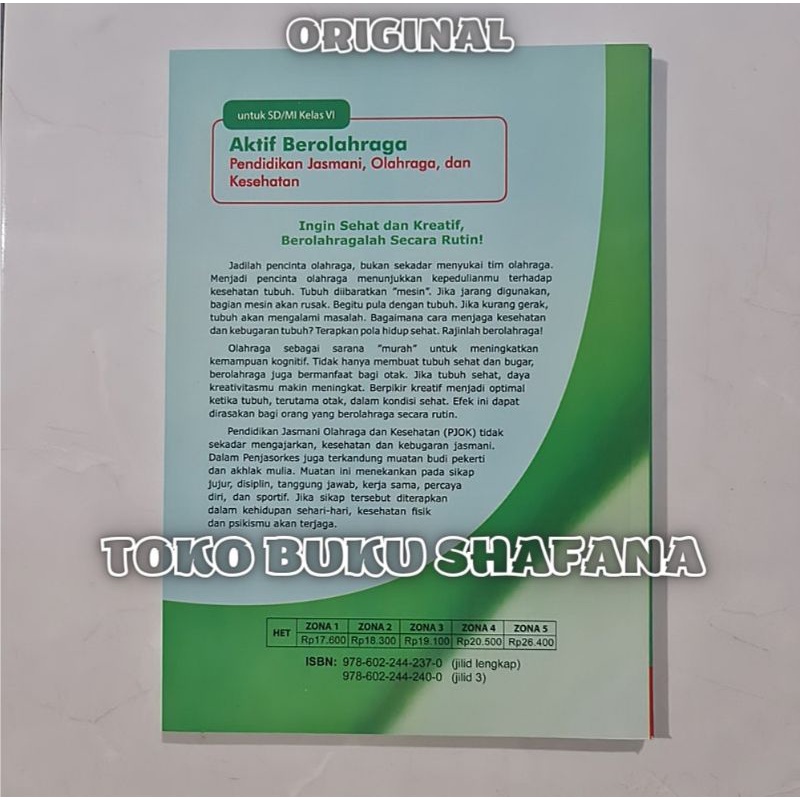 Buku Aktif Berolahraga Kelas 6 / VI SD/MI K13 Kementerian - Penjasorkes / PJOK