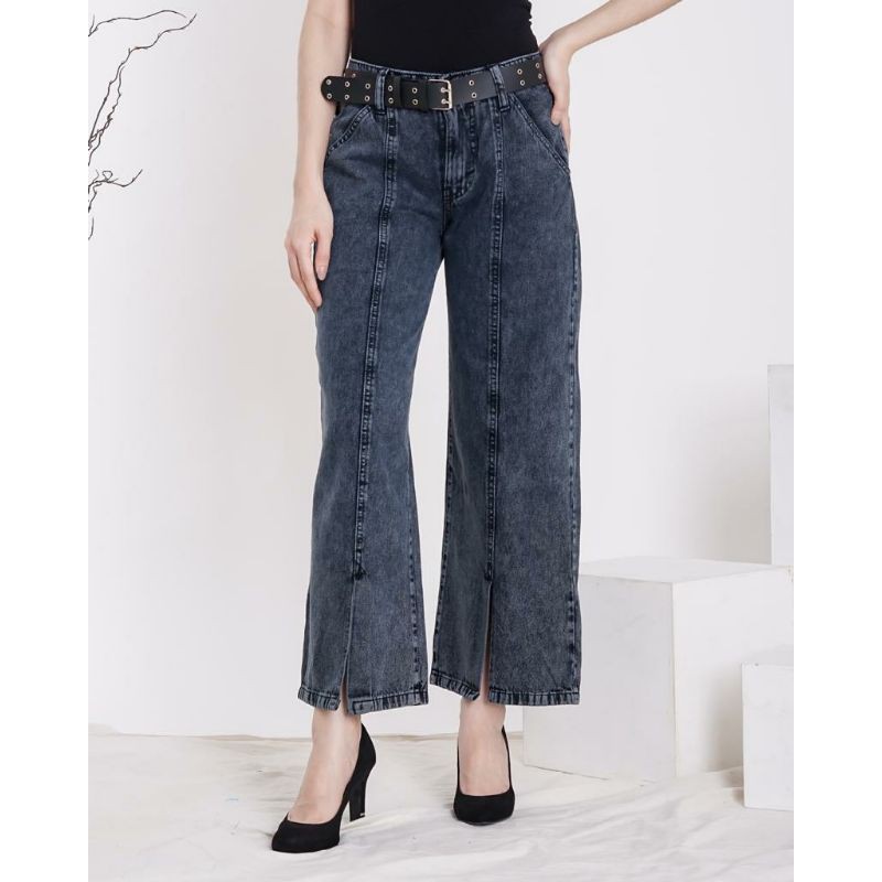 FWR - KULOT JEANS BELAH / Cullote Slit Pants snow black